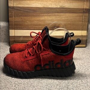 Boys Adidas Red and Black Knit Sneakers Size 3